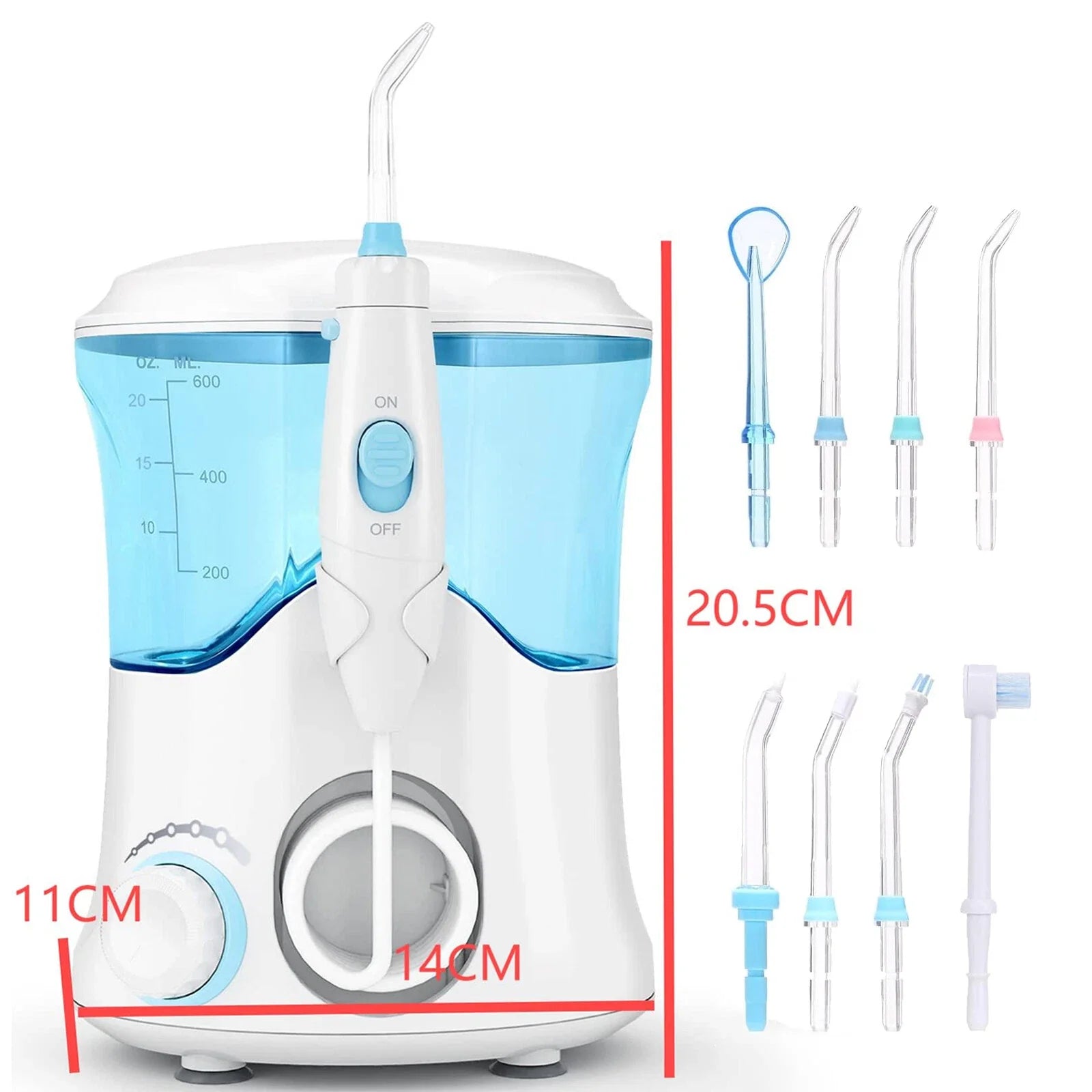 Water Flossing Oral Irrigator 600ML Dental Cleaner 10 Adjust Pressure 8Tips B3O3